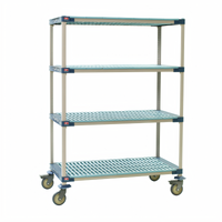 MetroMax 4 Mobile 4-Tier Polymer Shelving Starter Unit with Open Grid Shelves, 60 x 24 x 68 Inches