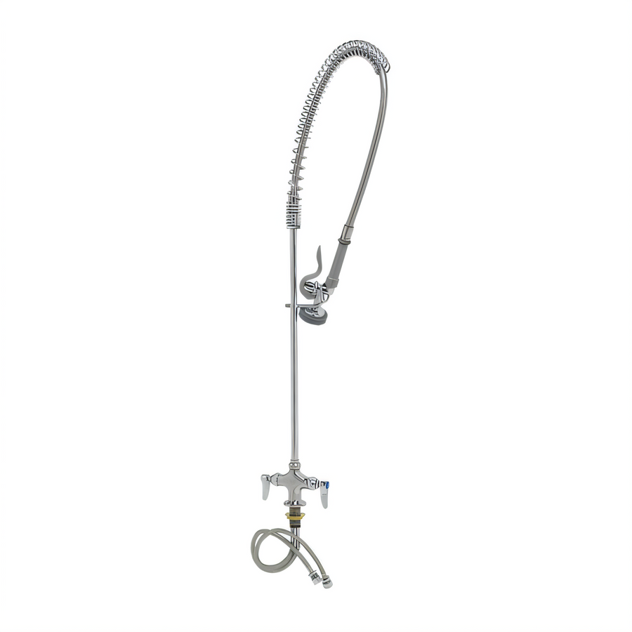 Product image #1 for T&S Brass EasyInstall Spring-Action Gooseneck Single-Hole Deck-Mount Pre-Rinse Unit with 24-Inch Riser and 44-Inch Hose