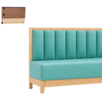 Thumbnail image #1 for ATSMFG ATS AT&S-ASWB-J36-6CH GR7 John Wall Booth, 36" high, 6-channel back, channel deep seat with wood bottom frame and legs, upholstered, heavy