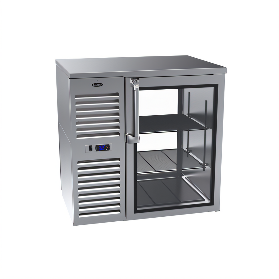Product image #1 for Krowne Royal Series 36-Inch Pass-Thru Refrigerated Back Bar Cooler, Two-Section, Self-Contained, Left-Mounted Refrigeration