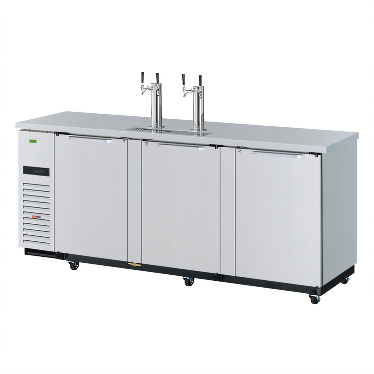 Product image #1 for Turbo Air Super Deluxe 90-1/4-Inch Wide Three-Door Beer Dispenser with 4 Half-Barrel Capacity