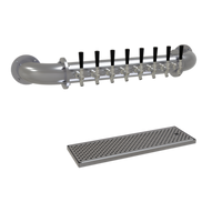 Glastender Pipe Wall 8-Faucet Glycol-Cooled Draft Dispensing Tower, Wall-Mounted, Stainless Steel