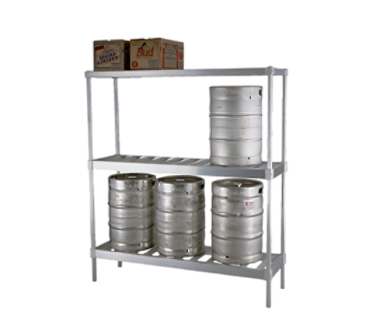 Product image #1 for Panco 3-Tier Aluminum Beer Keg Rack with Storage Shelf, 6-Keg Capacity, 60W x 18D x 76H
