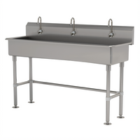 Advance Tabco 3-Station Freestanding Multiwash Hand Sink with 3 Electronic Faucets, 60 Inch Wide