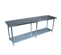 BK Resources 96-Inch x 24-Inch 18-Gauge Stainless Steel Work Table with Galvanized Legs and Undershelf