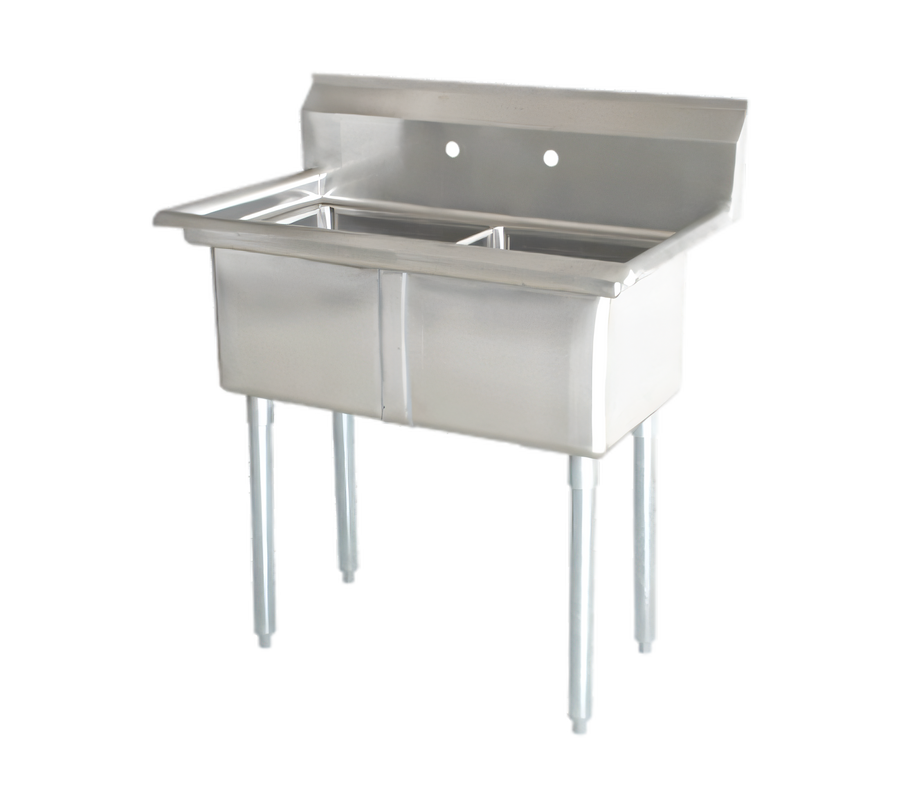 Product image #1 for Omcan 2-Compartment Pot Sink with 18 x 18 x 11-Inch Bowls, 304 Stainless Steel, Galvanized Legs