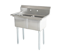 Omcan 2-Compartment Pot Sink with 18 x 18 x 11-Inch Bowls, 304 Stainless Steel, Galvanized Legs