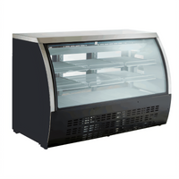 Black Diamond 64-Inch Full Service Refrigerated Deli Case with Curved Glass, 3 Rear Doors, and 9 Shelves