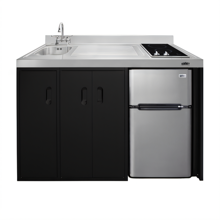 Product image #1 for 54-Inch All-In-One Kitchenette with Sink, 2-Burner Smooth-Top Electric Cooktop, and 3.2 Cu. Ft. Refrigerator-Freezer