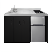 54-Inch All-In-One Kitchenette with Sink, 2-Burner Smooth-Top Electric Cooktop, and 3.2 Cu. Ft. Refrigerator-Freezer
