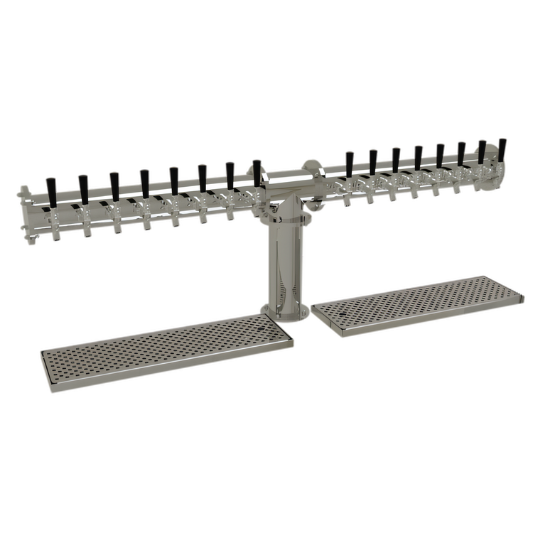 Product image #1 for Glastender Pipe Tee 16-Faucet Countertop Draft Dispensing Tower, Glycol-Cooled, Mirror Finish