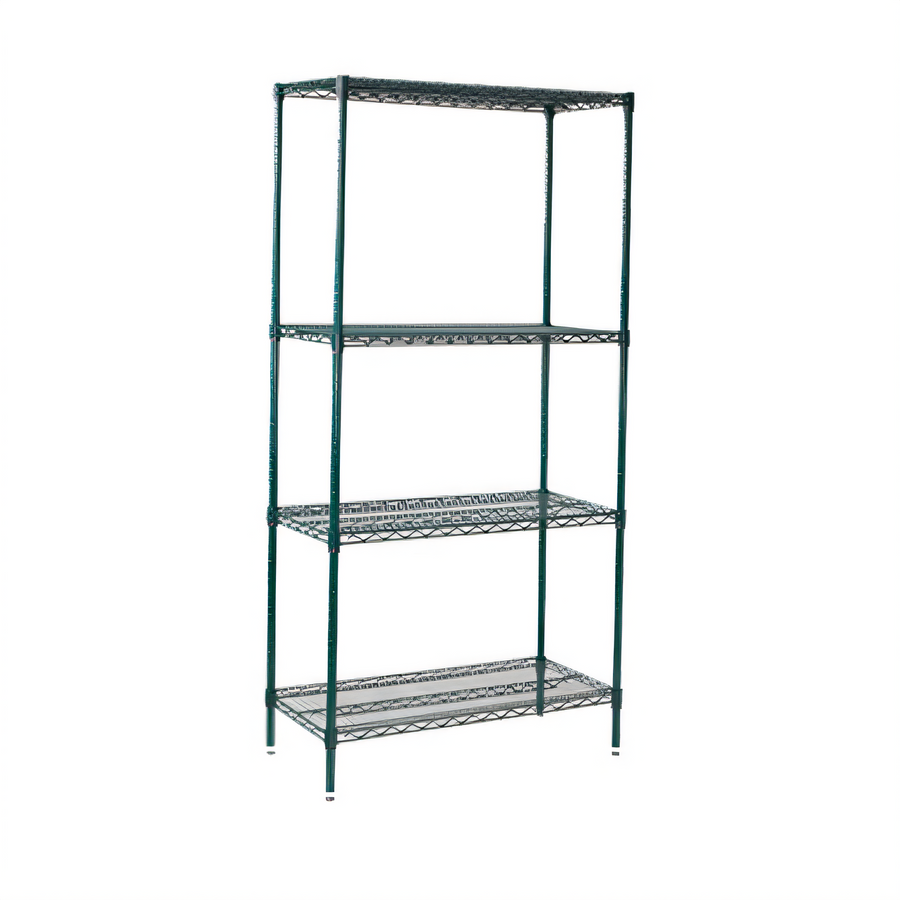 Product image #1 for Winco 24 x 48 x 72 Inch 4-Tier Stationary Epoxy Coated Green Wire Shelving Unit