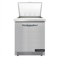 Continental Refrigerator D27N12M-FB Designer Line 27.5 Inch One-Section Mighty Top Sandwich Unit