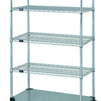 Thumbnail image #1 for Quantum M2448CG46-5 5-Shelf Mobile Wire Shelving Cart, 48 x 24 x 69 Inches, Chrome Finish, 4 Wire and 1 Solid Shelf