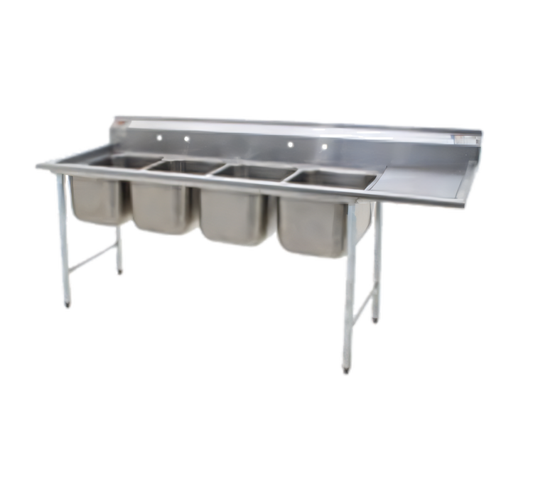 Product image #1 for Eagle Group 414 Series Coved Corner Four-Compartment Sink with Left 18-Inch Drainboard