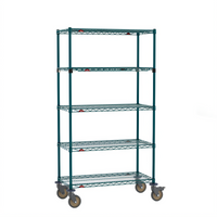 Super Erecta 5-Tier Wire Stem Caster Cart, 36 Inch W x 18 Inch D x 68 Inch H