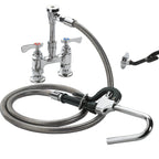 Thumbnail image #1 for Krowne Royal Series 20-204L Deck-Mount Pot Filler with 72-Inch Stainless Steel Hose, 4-Inch Adjustable Centers, Hook Self-Closing Valve