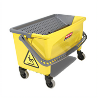 Ergonomic Microfiber Press Wringer Mop Bucket with Washboard Surface and Twist-Valve Drain, Yellow
