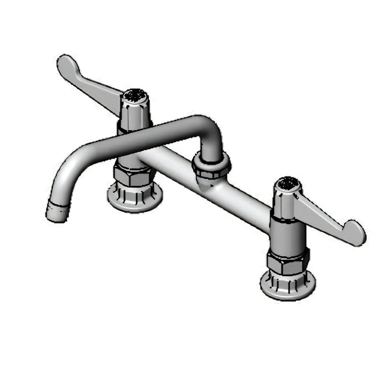 Product image #1 for Equip 8-Inch Deck Mount Low-Lead Mixing Faucet with 8-Inch Swing/Swivel Nozzle and Wrist Handles