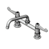 Thumbnail image #1 for Equip 8-Inch Deck Mount Low-Lead Mixing Faucet with 8-Inch Swing/Swivel Nozzle and Wrist Handles