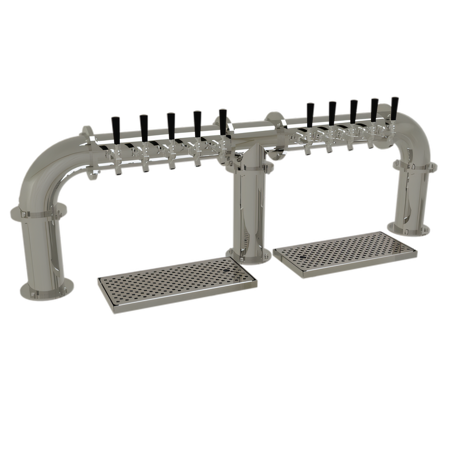 Product image #1 for Glastender 3-Column Pipe Bridge Countertop Draft Dispensing Tower, 10 Faucets, Air-Cooled, Mirror Finish