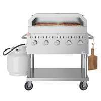 KoolMore Commercial Outdoor Mobile 5-Burner Propane Charbroiler Grill with Pizza Oven