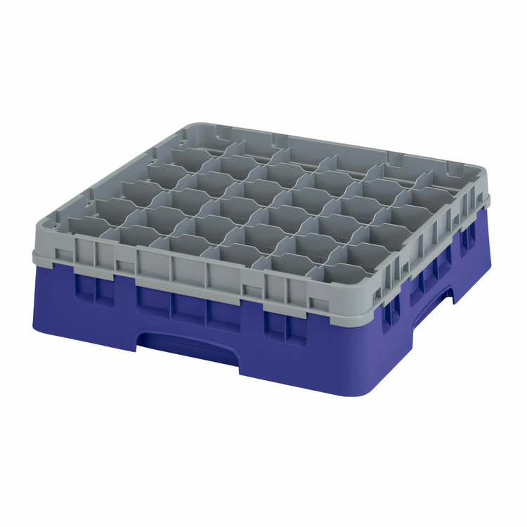 Product image #2 for Cambro Camrack 36-Compartment Full Size Low-Profile Glass Rack with Soft Gray Extender, Navy Blue