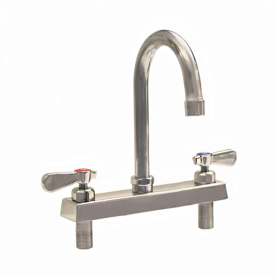 Product image #1 for BK Resources Evolution Lead-Free Deck-Mount Manual Faucet with 8-Inch Centers and 5-Inch Gooseneck Spout