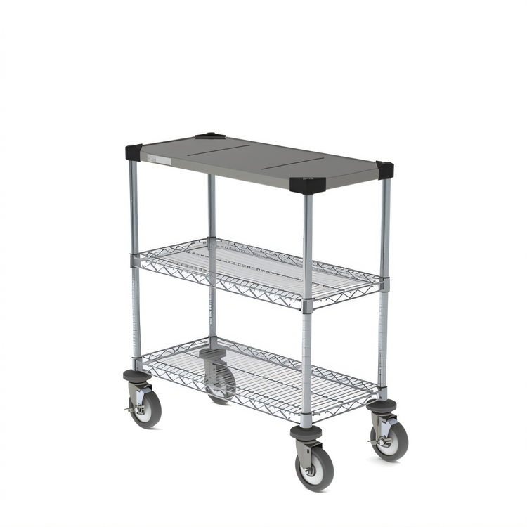 Product image #1 for Chain Reaction Drive-Thru 3-Tier Order Staging Cart with 30 x 14 Inch Stainless Steel Top