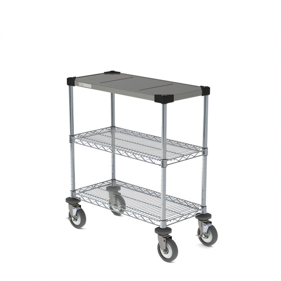 Product image #1 for Chain Reaction Drive-Thru 3-Tier Order Staging Cart with 30 x 14 Inch Stainless Steel Top