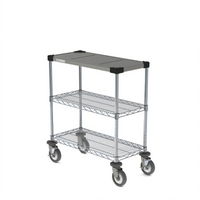 Chain Reaction Drive-Thru 3-Tier Order Staging Cart with 30 x 14 Inch Stainless Steel Top