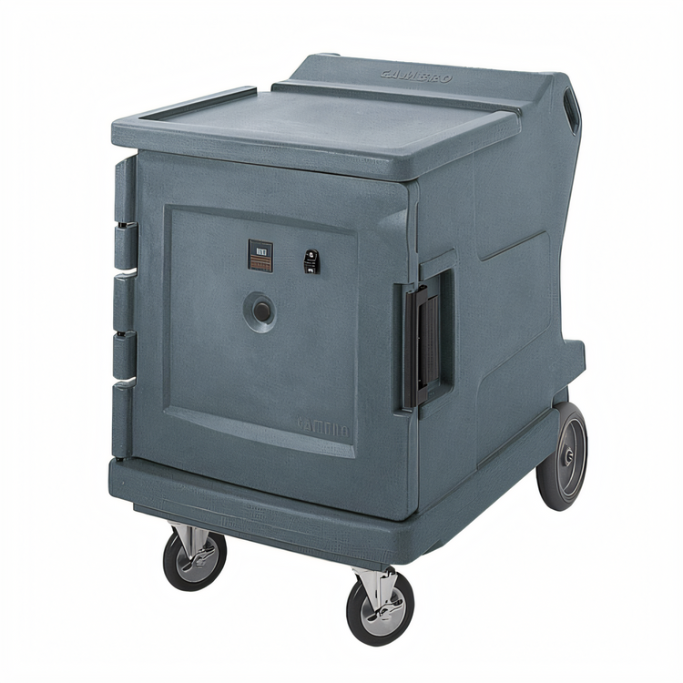 Product image #1 for Cambro Camtherm Low Profile Electric Hot Holding Cabinet Cart, Single Door, Celsius Digital Thermometer, Granite Gray
