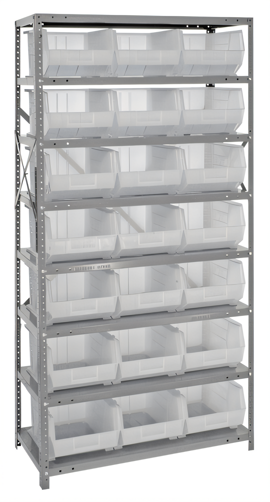 Product image #1 for Quantum Heavy-Duty Wire Shelving Unit with 8 Shelves and 21 Clear Bins