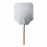 Omcan USA Rectangular Aluminum Pizza Peel with Wooden Handle, 12 x 14 Inch Blade, 26 Inch Length