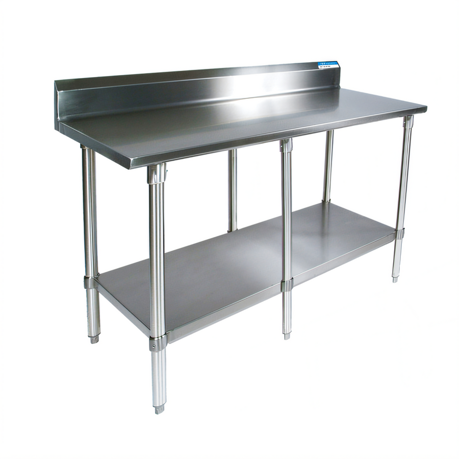 Product image #1 for BK Resources 84" x 30" Stainless Steel Work Table with 5" Backsplash and Galvanized Undershelf