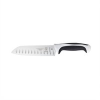 Mercer Culinary Millennia Color 7-Inch Santoku Knife, Granton Edge, White Handle