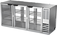 72-Inch Three-Section Pass-Thru Back Bar Refrigerator with 6 Glass Doors