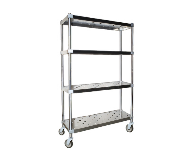 Product image #1 for Spec-Master Quik-Set Mobile 4-Tier Pot & Pan Rack, 60 x 24 x 69 Inches, Stainless Steel