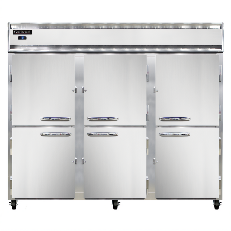 Product image #1 for Continental Refrigerator 3FESNSSHD Extra-Wide Three-Section Shallow Depth Reach-in Freezer with Half-Height Solid Doors