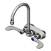 Thumbnail image #1 for T&S Brass Wall-Mount Workboard Faucet with 4-Inch Centers, 5-3/4-Inch Swivel Gooseneck, Wrist Action Handles, and 1.5 GPM Aerator