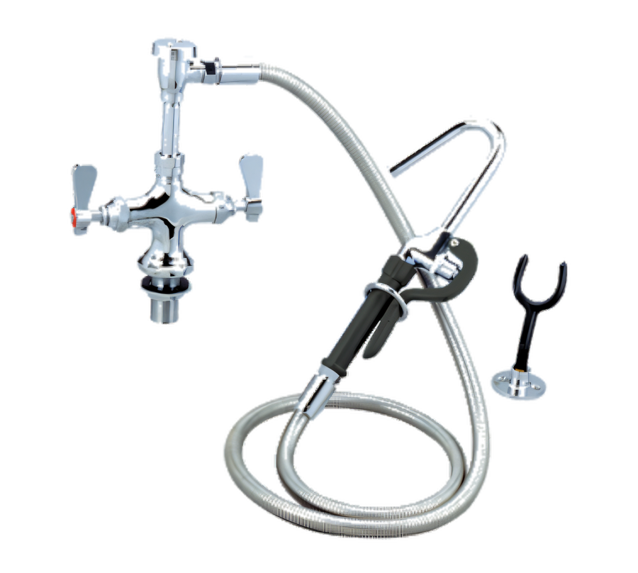 Product image #1 for OptiFlow Lead-Free Dual Valve Deck Mount Pot Filler with 72-Inch Stainless Steel Braided Hose