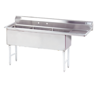 Advance Tabco Fabricated 3-Compartment Sink with 18-Inch Right Drainboard