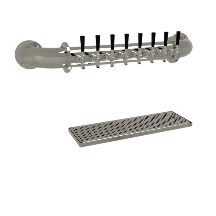 Product image #1 for Glastender Pipe Wall Draft Dispensing Tower, Wall-Mount, 8 Faucets, Glycol-Cooled, Mirror Finish