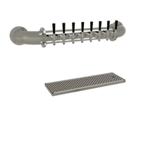 Glastender Pipe Wall Draft Dispensing Tower, Wall-Mount, 8 Faucets, Glycol-Cooled, Mirror Finish