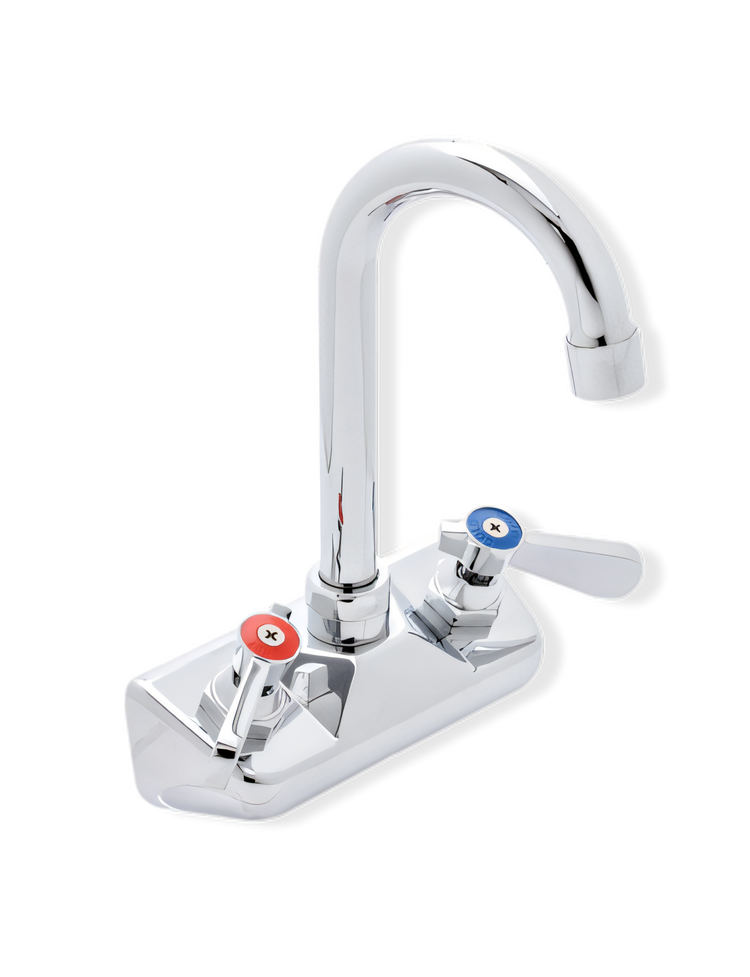 Product image #1 for Steel Works Stainless Wall-Mount Gooseneck Faucet, 4-Inch Centers, 4-Inch Spout