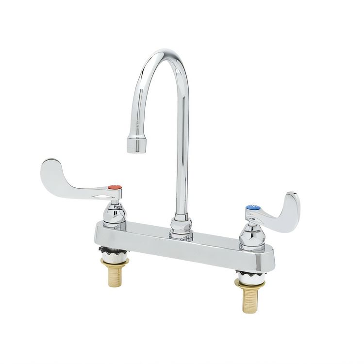 Product image #1 for 8-Inch Center Deck-Mount Workboard Faucet with 5-3/4-Inch Swivel Gooseneck Spout and 1.2 GPM Aerator