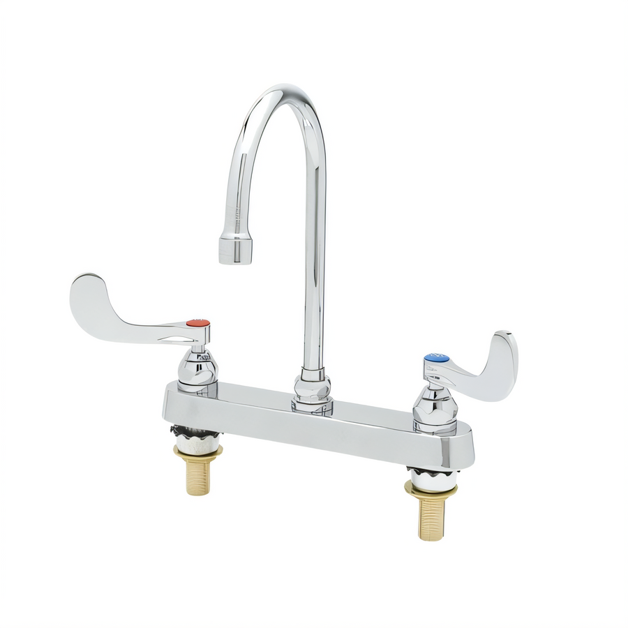 Product image #1 for 8-Inch Center Deck-Mount Workboard Faucet with 5-3/4-Inch Swivel Gooseneck Spout and 1.2 GPM Aerator