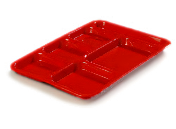 Product image #1 for Right-Hand 6-Compartment Rectangular Tray, 14-3/8 x 10 Inches, Red Polypropylene