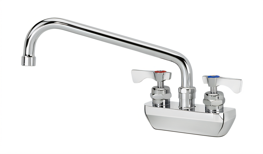 Product image #1 for Krowne Royal Series Splash-Mounted Commercial Faucet with 10-Inch Swing Spout, 4-Inch Centers, and Ceramic Valves
