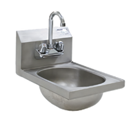 Eagle Group Space-Saver Wall-Mount Hand Sink with Splash-Mount Gooseneck Faucet, 12-Inch Wide